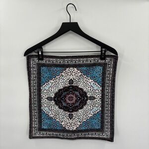 Bohemian Persian Inspired Square Pillowcase Blue Medallion Pattern Boho Mandala